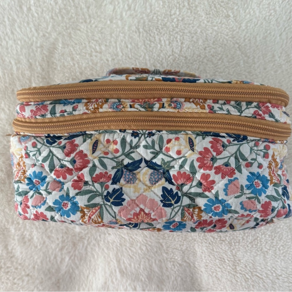 Vera Bradley Floral Quilted Cosmetic Case in Pink Blue Yellow